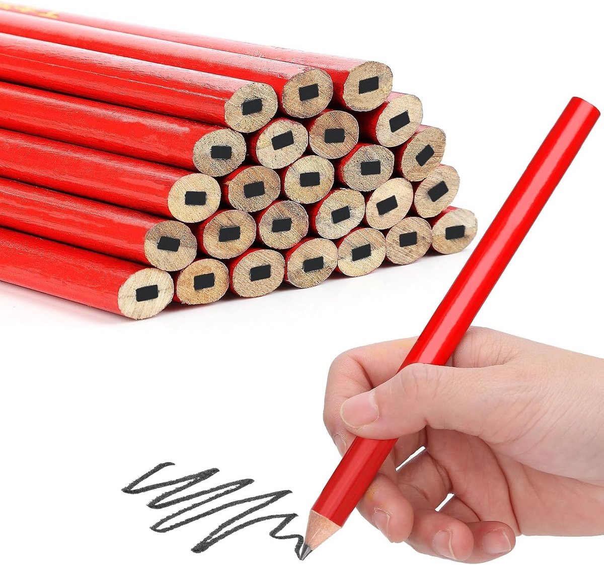 Spotlood voor Houtbewerking - 25 Stuks, 175 mm, Ovalen Potlood voor Bouw en Markeren, Perfect voor Timmerwerk en Metselwerk