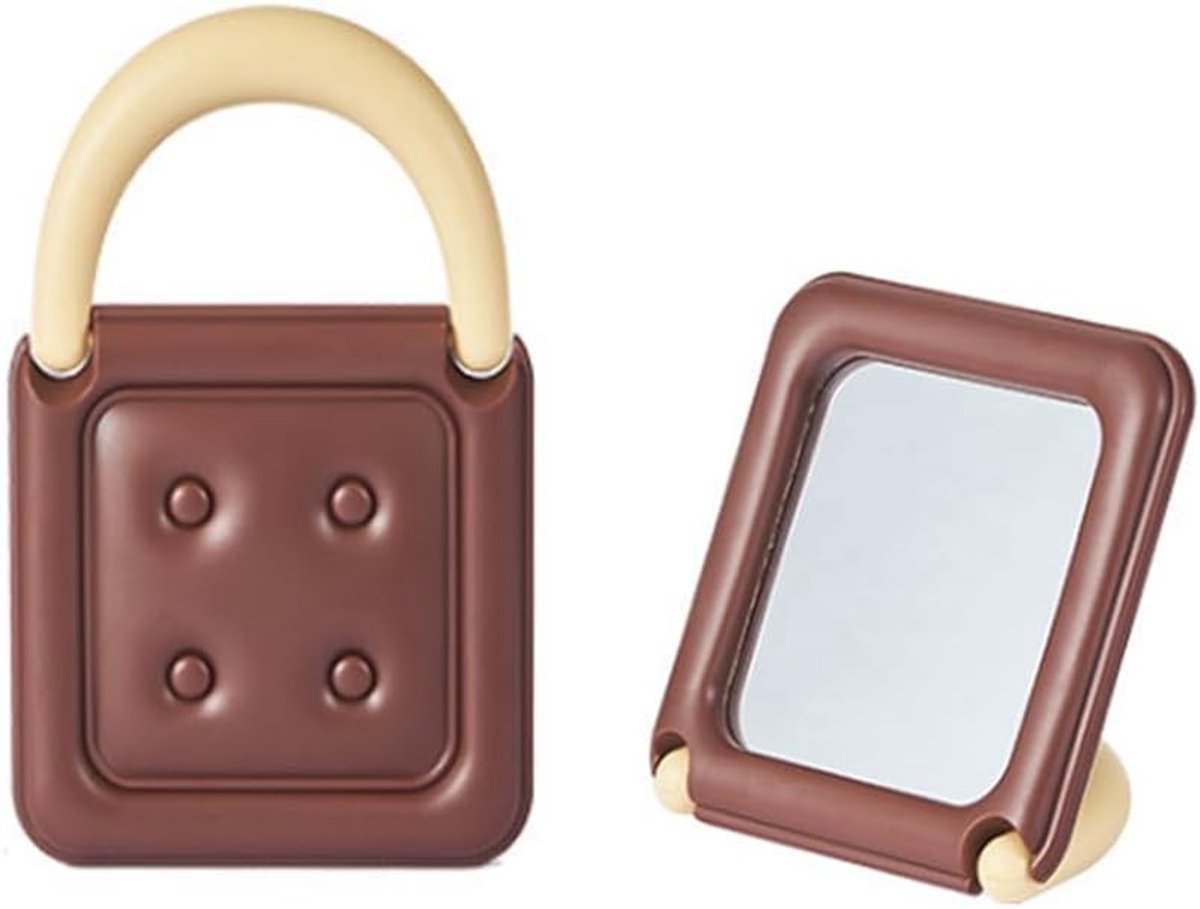Cosmetische Spiegel - Chocolade Kleur - Opvouwbaar en Draagbaar - Duurzaam Kunststof - Voor Make-up en Reizen