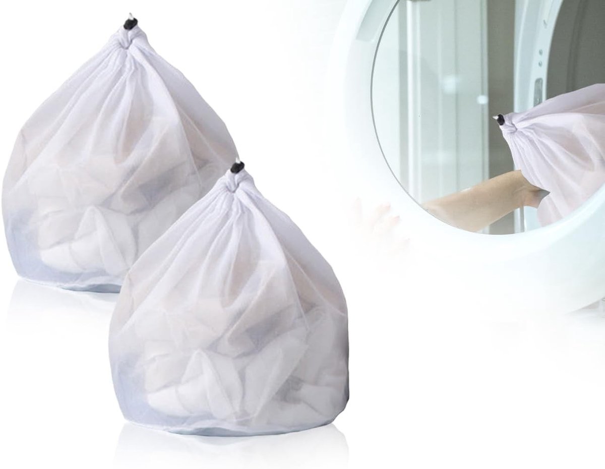 Wasmachinewasbare wasnetten 30 x 40 cm, herbruikbaar, dicht gaas, met trekkoordsluiting voor delicate kleding