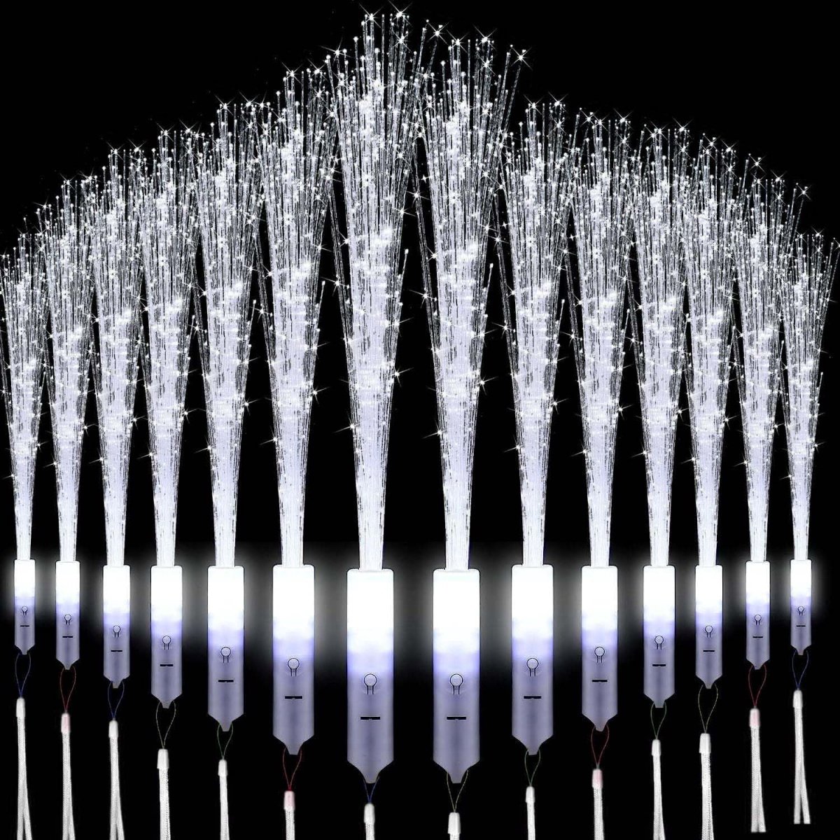Glasvezellichtstaven - LED Lichtbuisjes - Feestverlichting - Wit Licht Effect - Duurzaam Kunststof - Breukbestendig Design - Veilig Voor Kinderen -12 Stuks