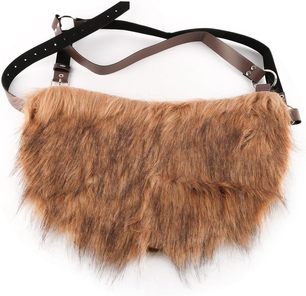 Viking Fleece Sjaal met Bontkraag voor Mannen - Middeleeuwse Krijger Cape met Schouderband en Schouderpad