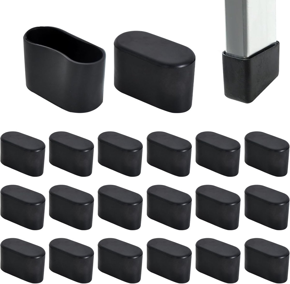 20 Stuks Ovalen Stoelpoot Beschermers, 40x20mm Antislip Stoelpootdoppen, Geluiddempende en Vloerbescherming voor Meubilair en Buitenmeubels