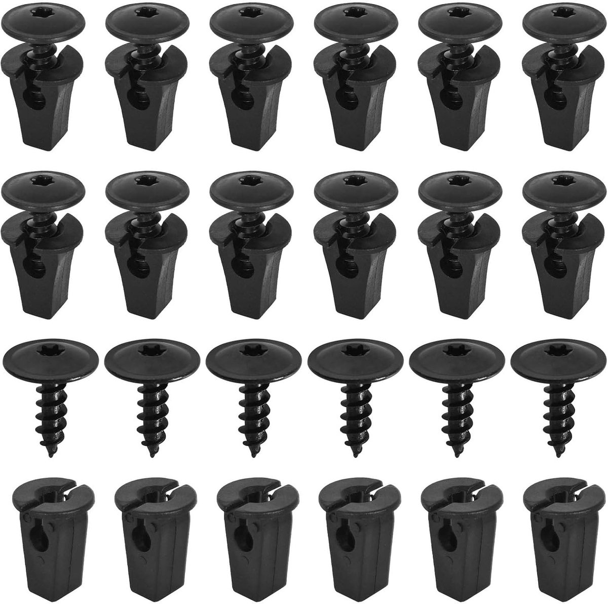 M5 x 16mm Torx Zelftappende Schroeven voor Bevestiging van Carrosserie, Bumper en Fender Beveiliging, Roestvrij Staal, Zwart Pan Hoofd