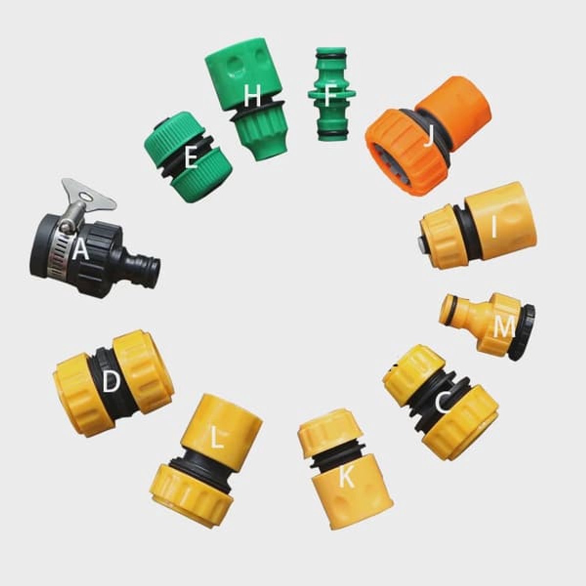 Kunststof waterslang Geschikt voor 4 aansluitingen, waterpistool Geschikt voor snelkoppeling, tuinaccessoires