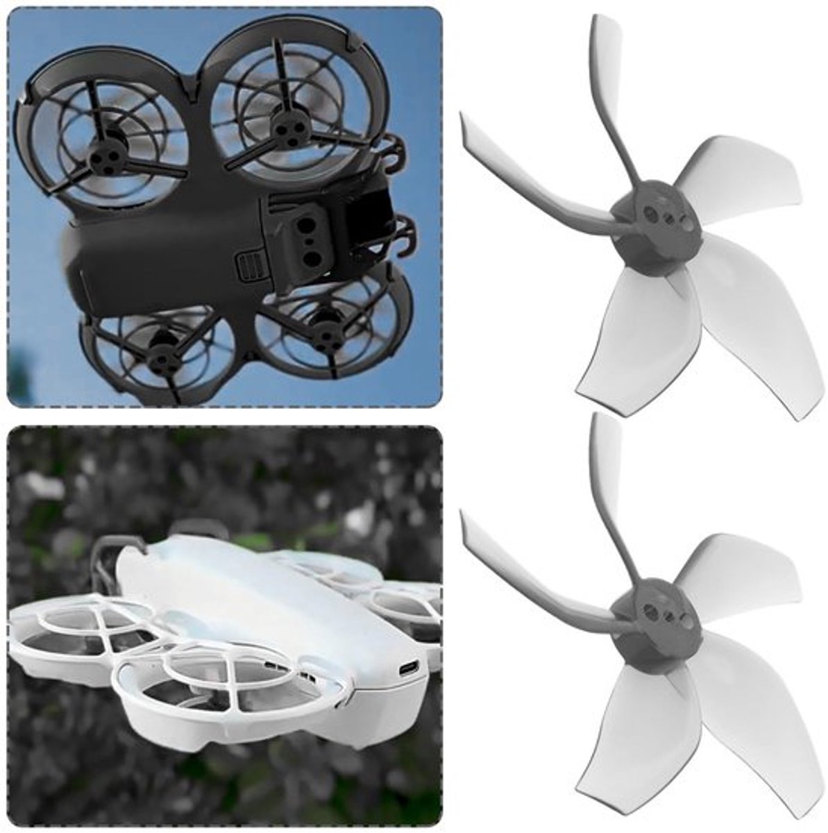 Dailygoody - 5-Blad Propellers - 4-Pack - Voor DJI NEO - Grijs - Inclusief