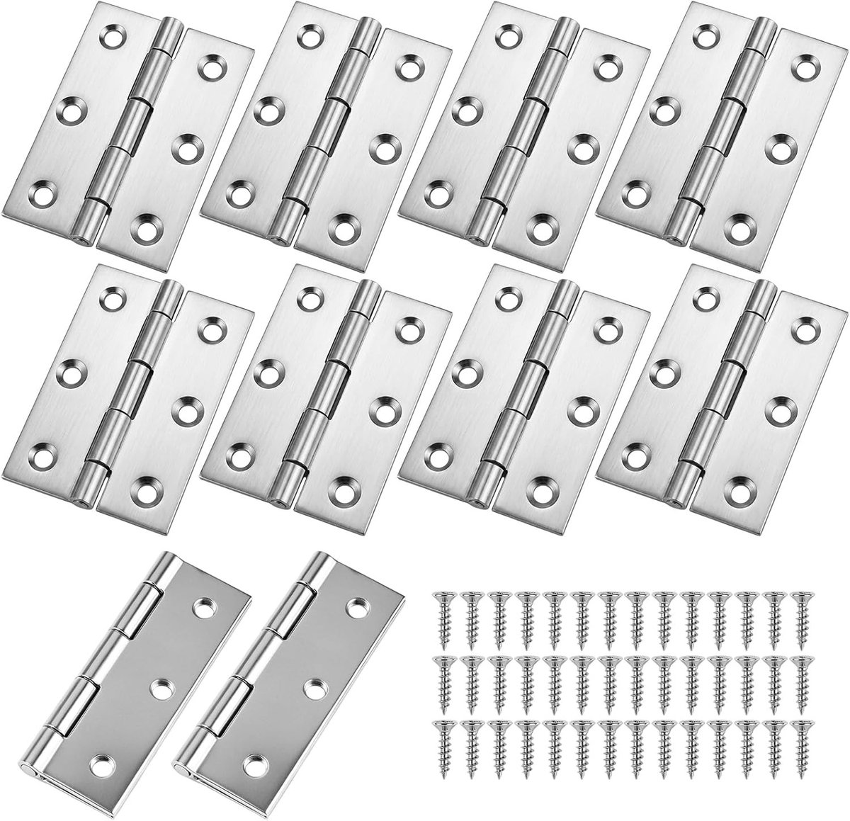 Vouwscharnieren voor Deuren - 10 Stuks - Roestvrijstalen Butt Hinges 63x44mm voor Duurzame Toepassing