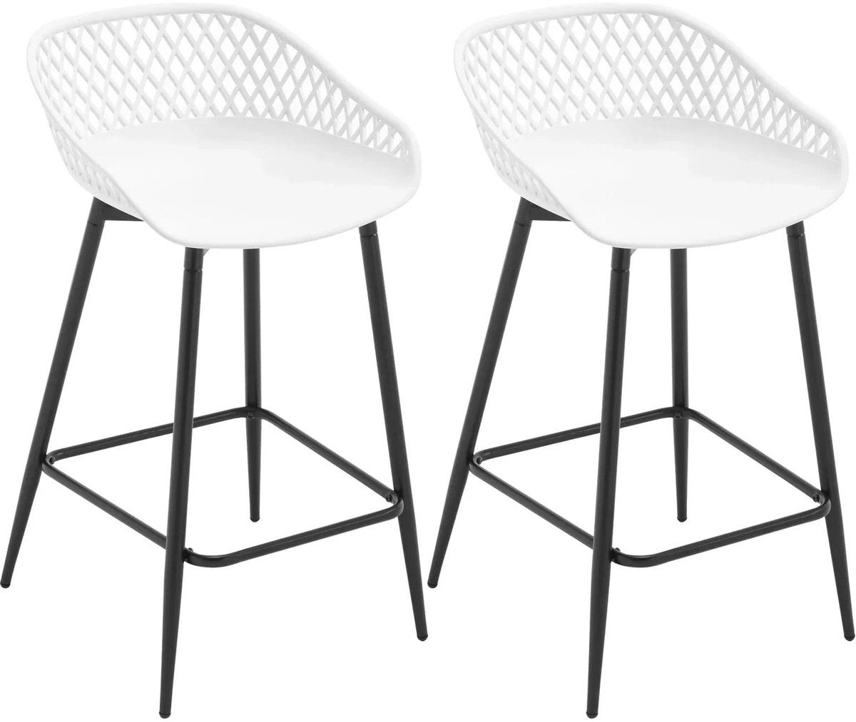 Klarven Barkrukken met Rugleuning Wit - Barkrukken Set van 2 - Barkrukken met Armleuning - Bar Stool - Barkrukken Buiten - Stevig, Draagvermogen tot 150 kg - B47xh84xd48,5cm