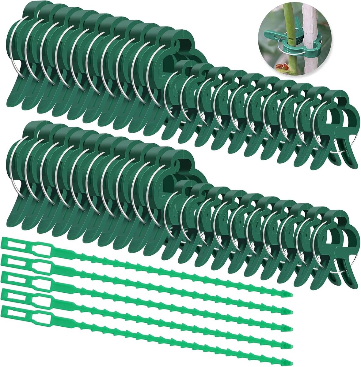 Set van 60 stevige plantclips als klimondersteuning voor tomaten en bloemen, ideaal als planthouder voor muur en tuin
