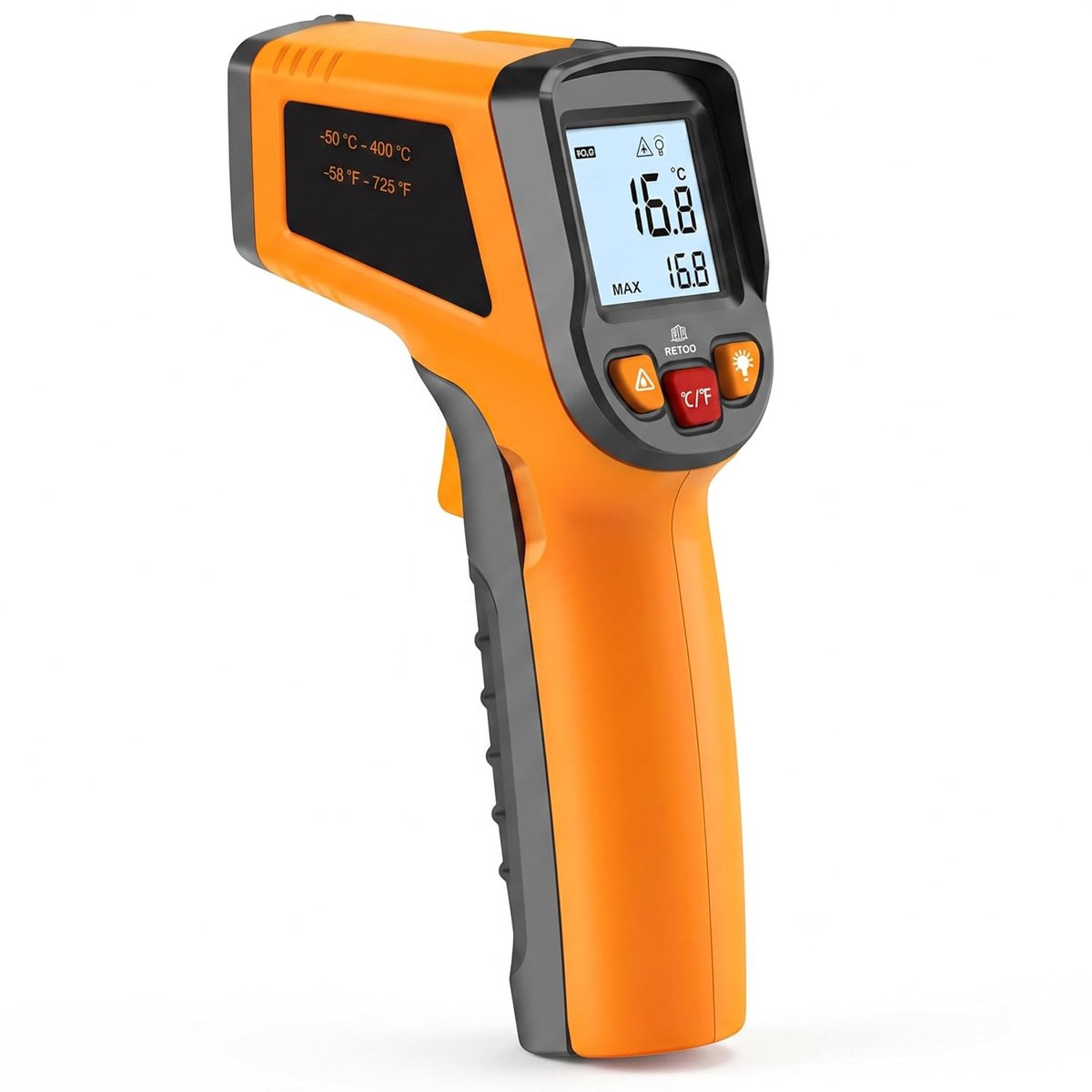 Aanlegthermometer - Zwart - Infrarood - Digitale Contactloze Temperatuurmeter met LCD-scherm - Voor Metingen Binnen en Buiten