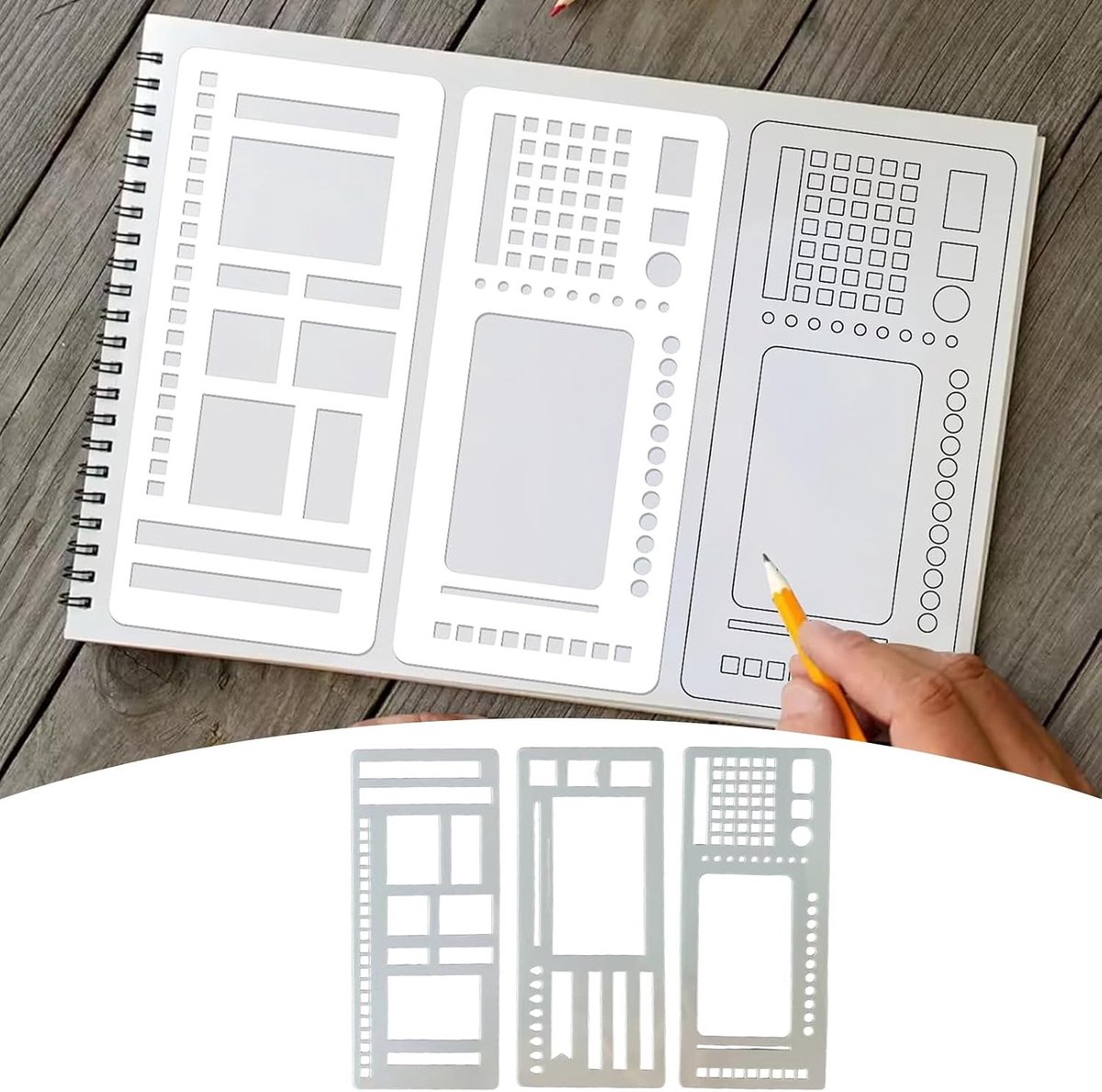 Handgemaakte Planner Sjablonen Set van 9 Stuks, Flexibele en Herbruikbare Opname Templates voor Scrapbooking en Journaling, Ideaal voor Puntrooster Notitieboeken — cadeau in Hobby - foto 2