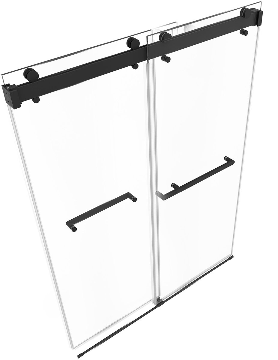 Frameloze Schuifdouchedeur (1219 X 1930 mm / B X H), Gemaakt van 10 mm Dik Helder Veiligheidsglas met Duurzame Nano-Coating, Inclusief Rail, Afdichtingsstrip en Montageset