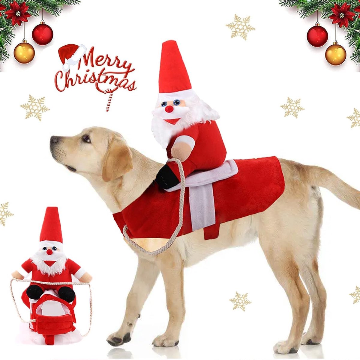 Kerstkostuum voor Honden en Katten - Feestelijke Kleding voor Dieren - Santa Outfit voor Kerst en Verjaardag (XL)