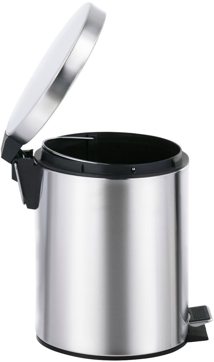 Dirt Devil Pedaalemmer 5 Liter Roestvrij Staal - Compacte Prullenbak met Pedaal en Uitneembare Binnenemmer - Geschikt voor Keuken, Badkamer en Kantoor - Ø20,5 x 27,5 cm - Grijs