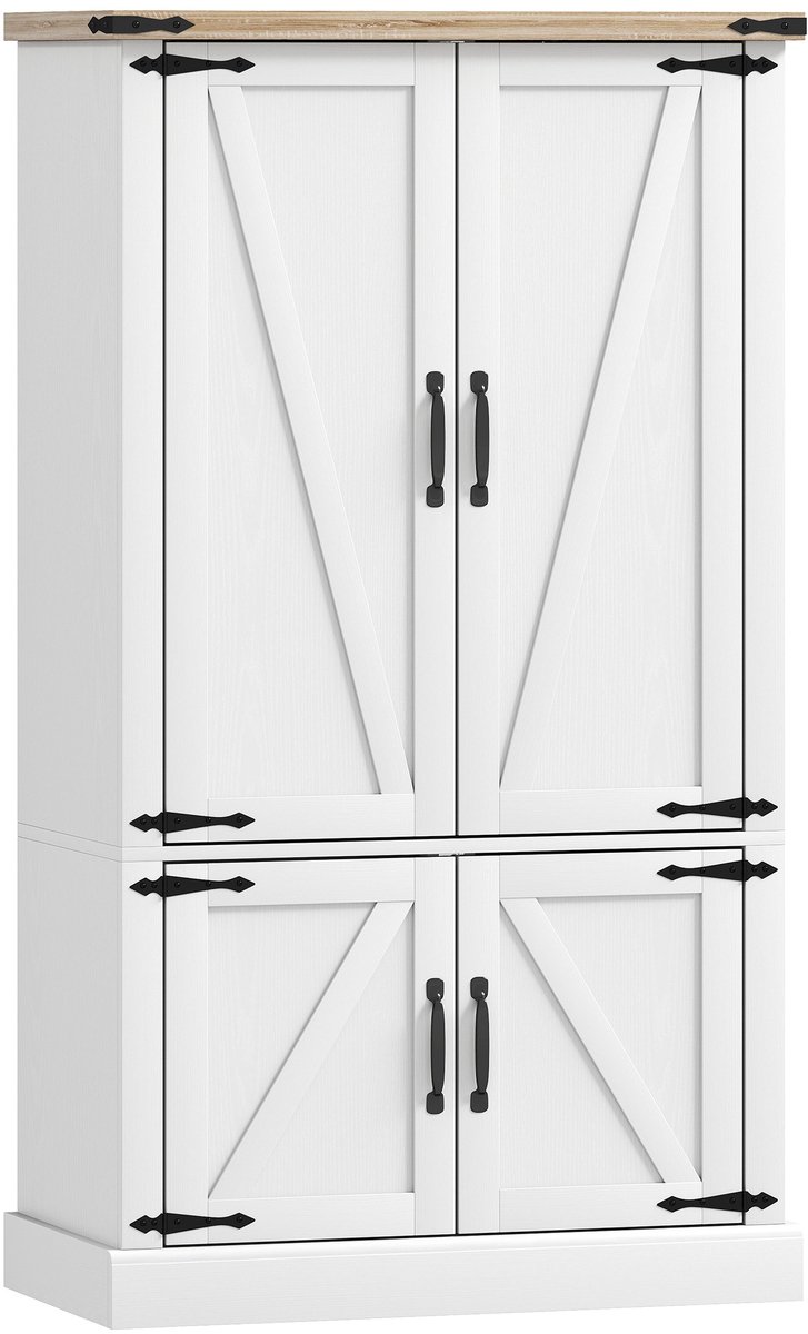 HOMCOM Keukenkast - MDF - 76,3 x 40 x 136 cm - Wit