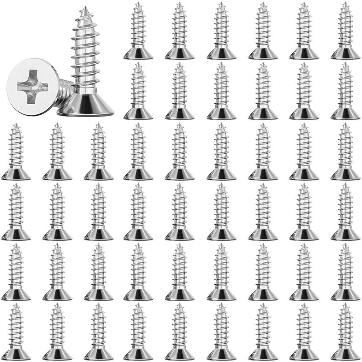 M4 Houtschroeven 50 stuks, 12mm Platte Kop RVS Schroeven, Volledige Draad en Verzinkte Kop, Duurzame Bevestigingsmaterialen voor Houtbewerking