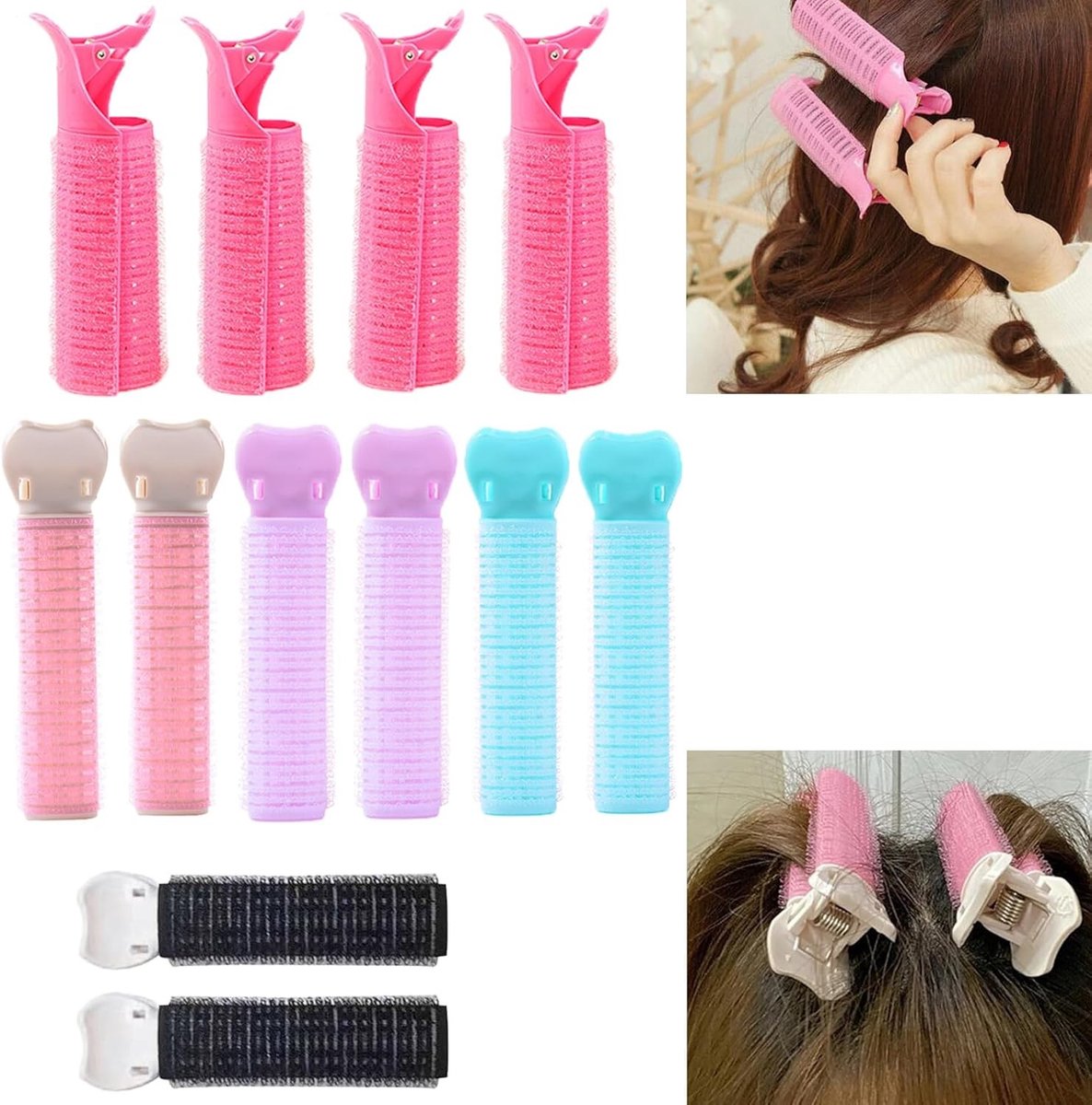 Set van 12 Heatless Curlers voor Professionele Haarkrullen, Zelfklevende Haarrollers voor Salonstijl en Prachtige Hairstyling