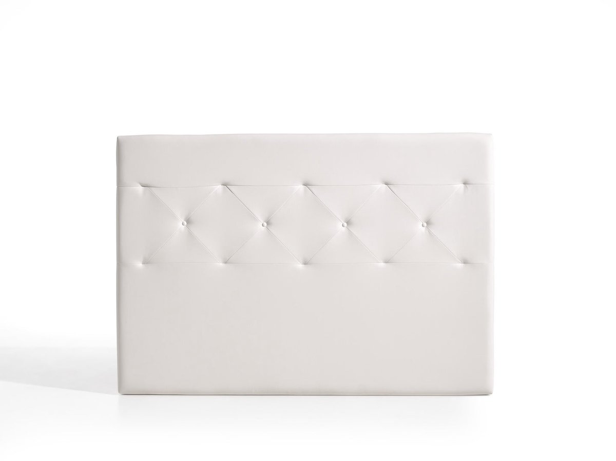 Hoofdbord Zafiro voor bed van 150 in wit kunstleer 154x115x8. Matris