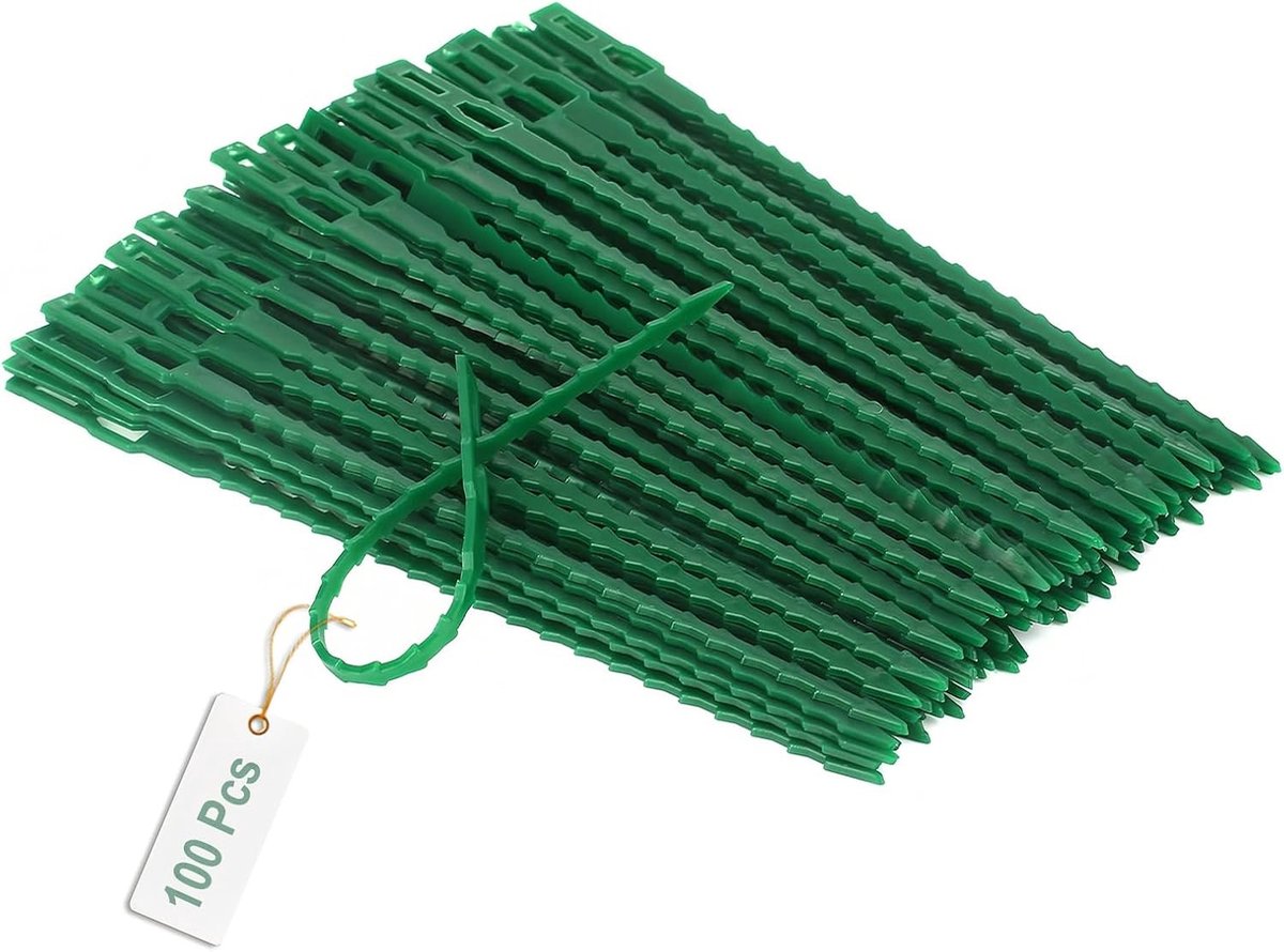 Herbruikbare Plant Ties voor Klimplanten, 100 Stuks, Groene Tuin Touwen voor Binnen en Buiten, Ideaal voor Ondersteuning van Planten en Bomen, 16.7 cm Lang