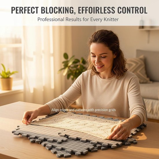 Knit Blocking Mat voor Haken en Breien, Spanner voor Granny Squares, Extra Dikke Stretch Board met 100 T-Needles, Ideaal voor Creatieve Projecten en Haken Accessoires — afbeelding 3