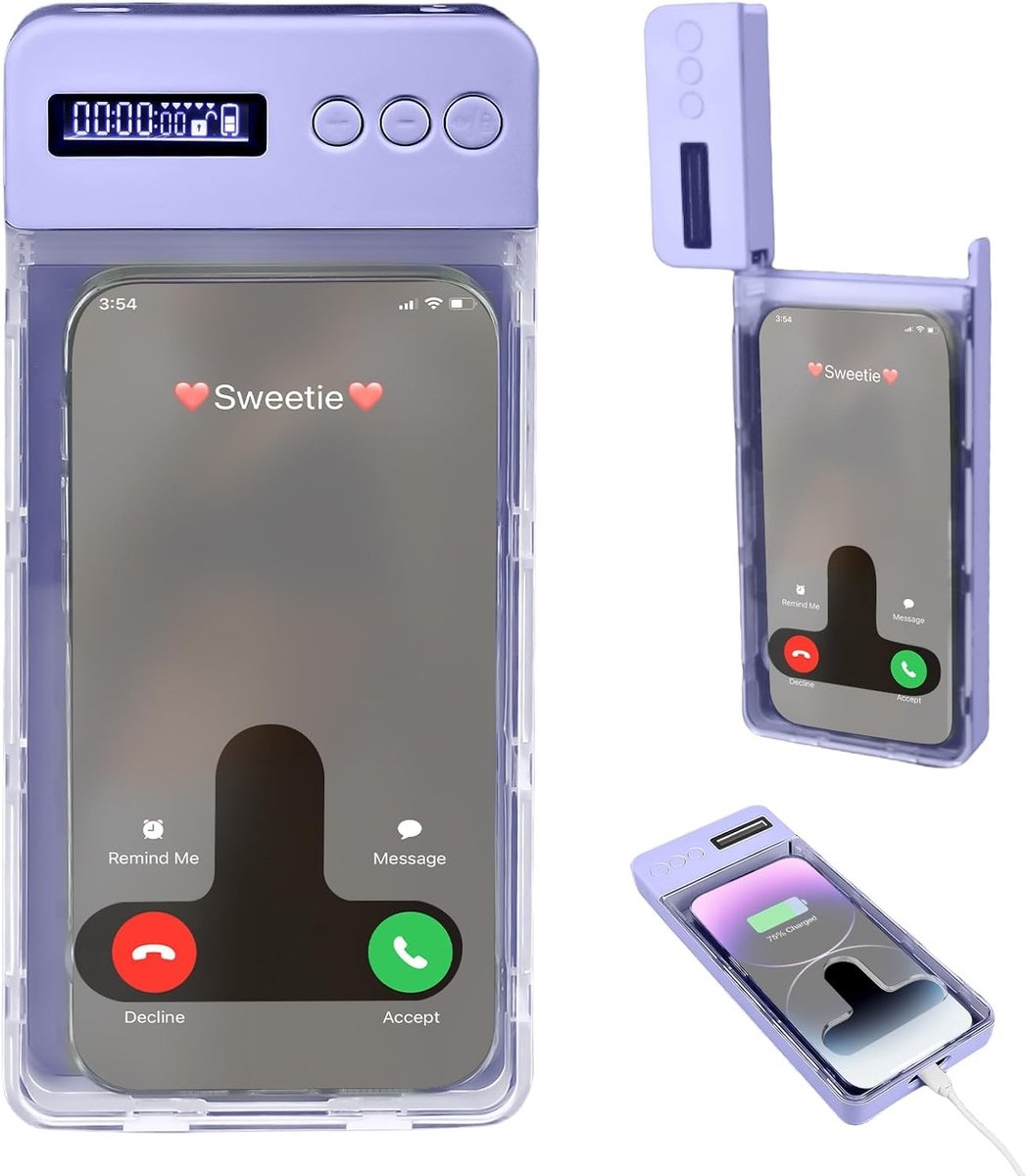 Veilige Telefoon Lock Box met Timer voor Kinderen, Draagbare Oplossing voor Beperking van Schermtijd en Bescherming van Mobiele Apparaten