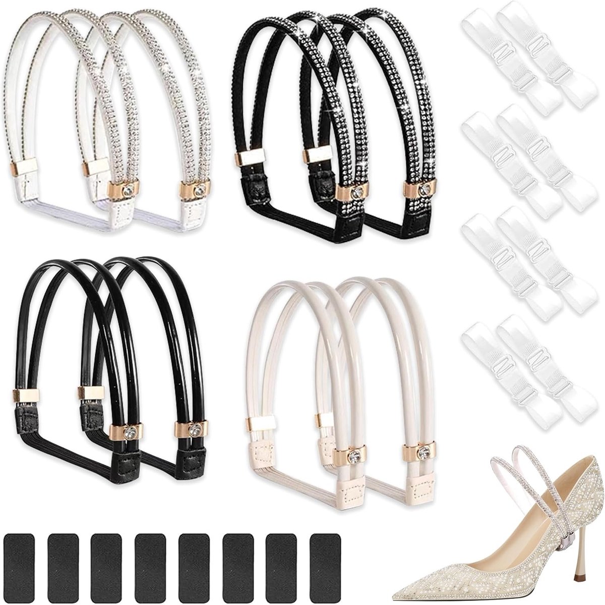 Verstelbare Transparante Schoenveters voor Hakken - 8 Paar Afneembare Schoenveters voor Dames, Ideaal voor Comfort en Stijl