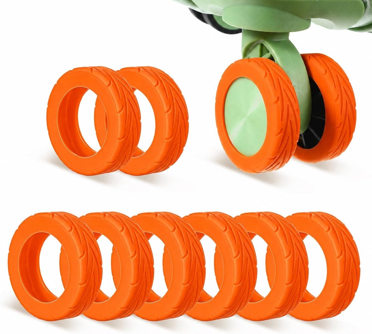 Set van 8 Koffers Wielen Beschermhoezen, Geluidsdempende Siliconen Covers voor Spinner Wielen 2-2.4 Inch, Slijtvast en Duurzaam voor Reisbagage en Koffers, Oranje, Klassiek