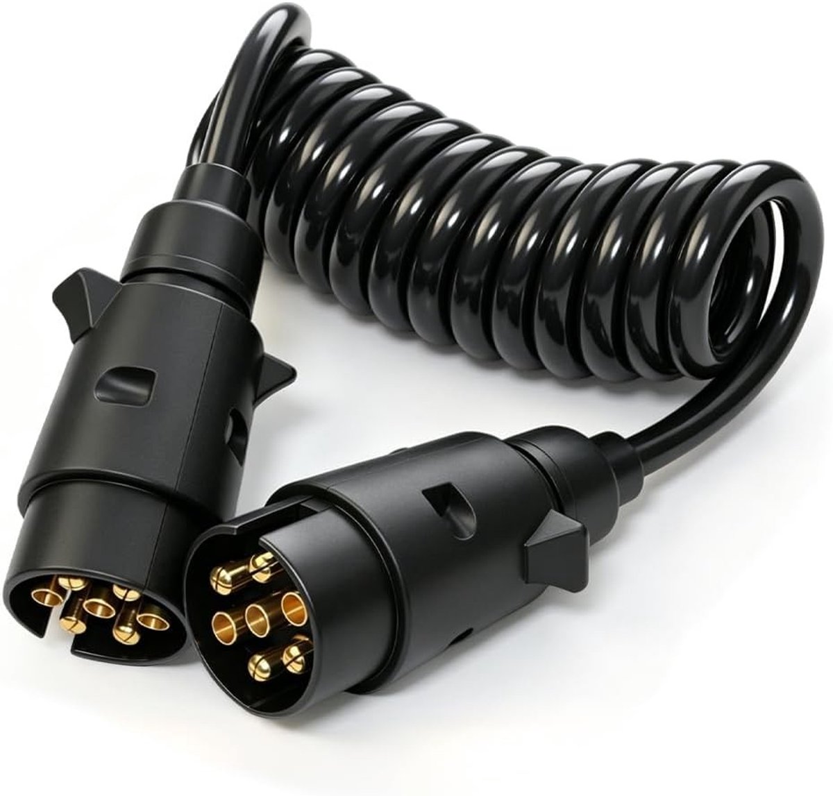 2 meter Adapterkabel met Stekker en Bushing, 7-Pin, Voor Aanhangwagens, Caravans en Trucks, Duurzaam en Betrouwbaar