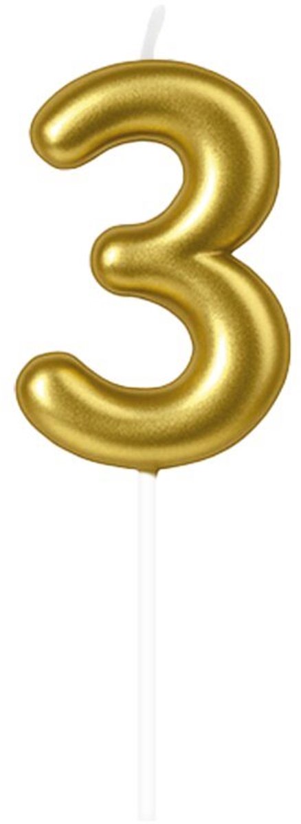Cijferkaars 3 goud - 10,5cm