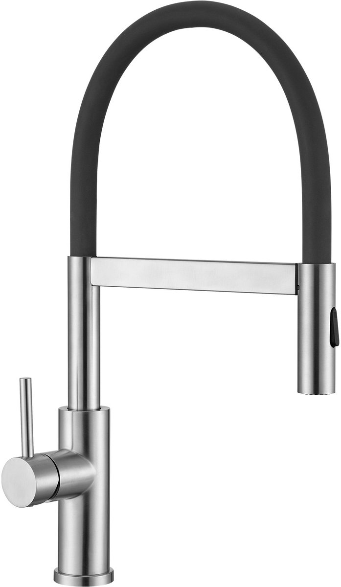 CECIPA max Flexibele Keukenkraan - Automatische Magnetische Kraan - 360° Roterende Keukenmengkraan - Koud en Warm Water Keukenkraan - 2 Waterafvoermodi - Geborsteld Zilver+Zwart