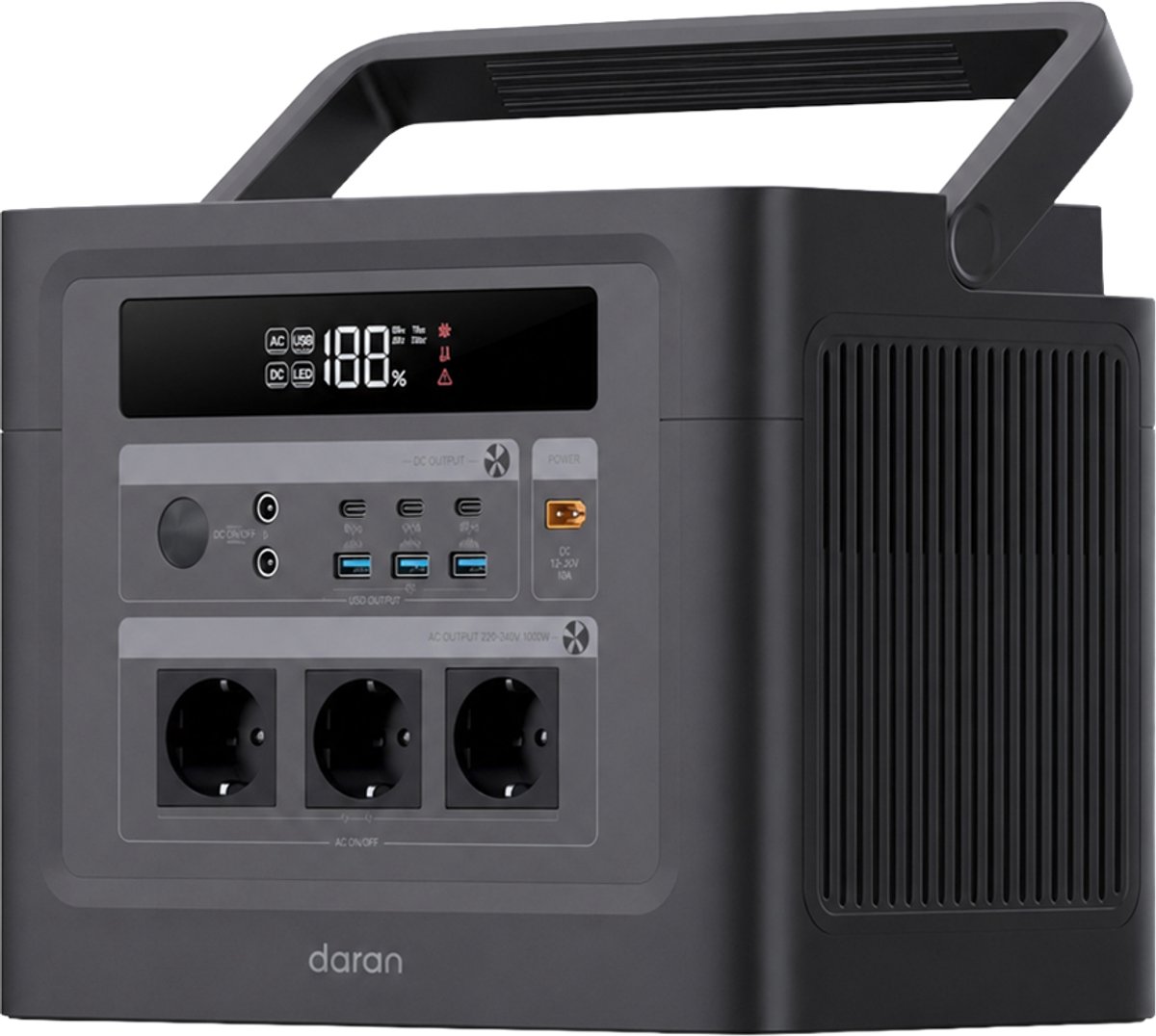 DaranEner Cubus 1500 Pro draagbare powerstation, 1152Wh LiFePO4-batterij, 1500W wisselstroomuitgang, 1800W piekvermogen, 13 poorten, meer dan 3500 laadcycli, 100W USB-C PD, voor kamperen, camper en noodstroomvoorziening thuis