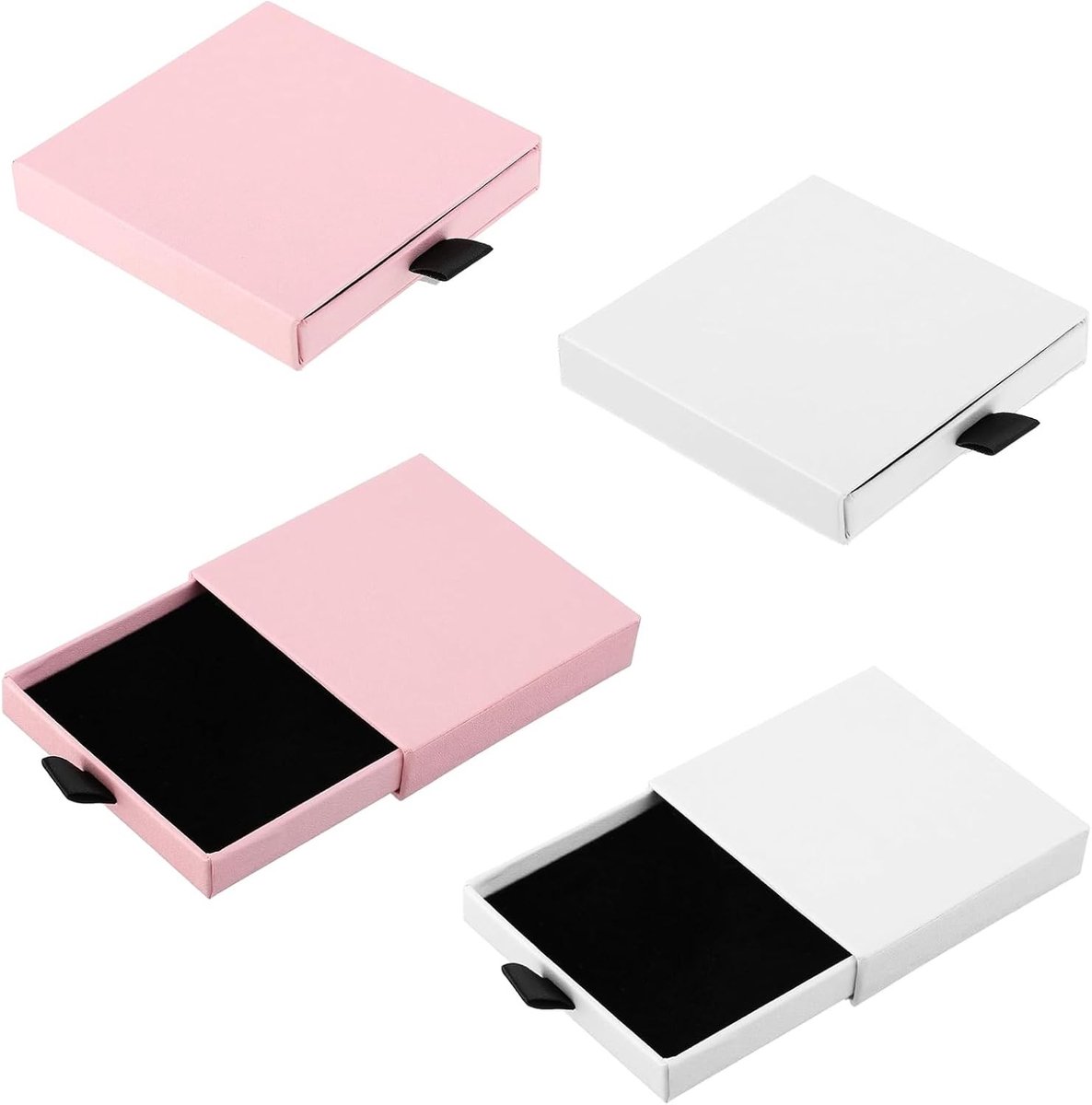 Sieraden cadeauverpakking, kleine geschenkdoos, organizer voor kettingen, armbanden en oorbellen, vierdelige set voor Valentijnsdag en speciale gelegenheden