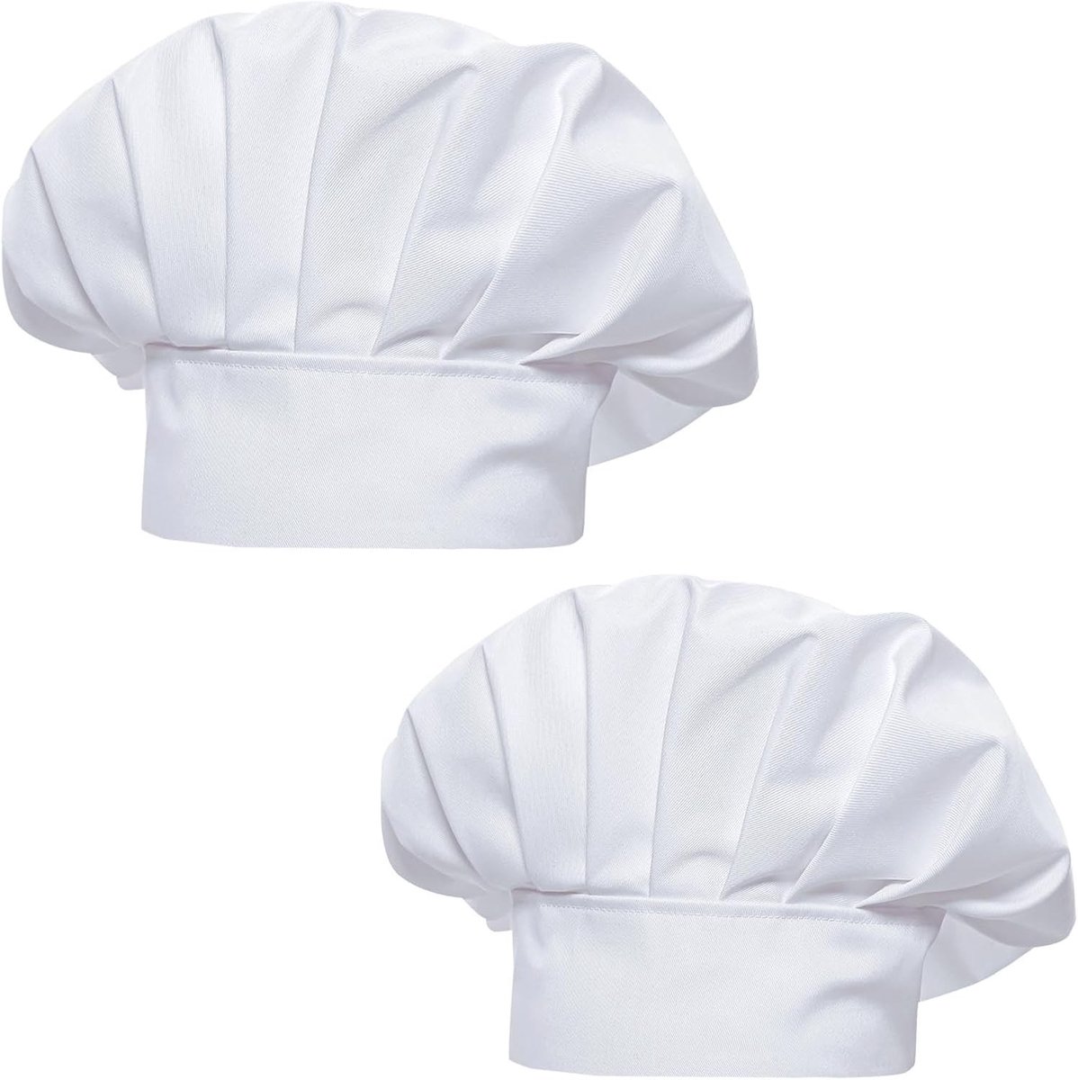 2 Unisex Koksbontjes met Verstelbare Elastiek voor Koken, Wit, Geschikt voor Keuken en Catering