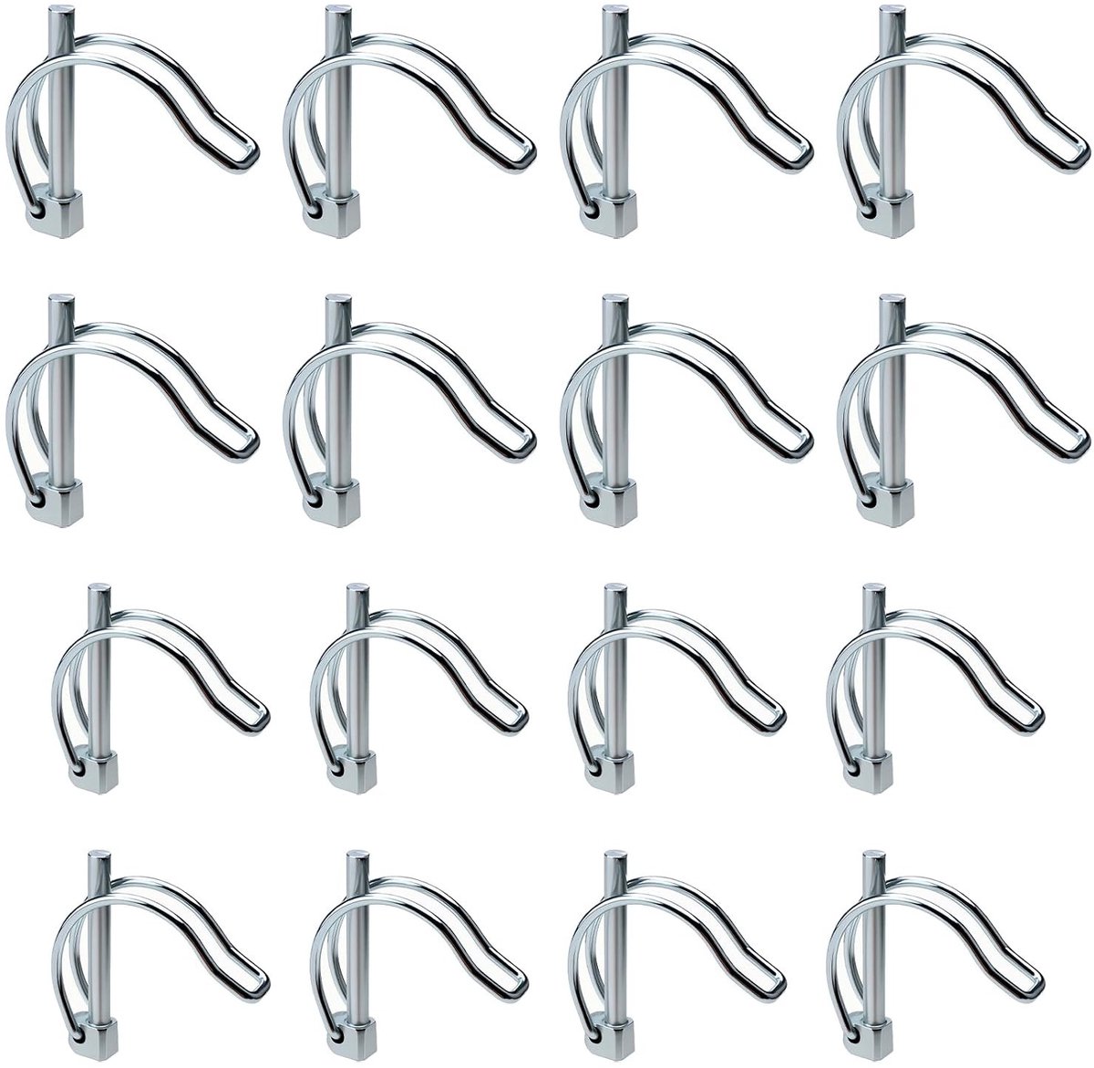 Vouwpen D-vorm met 16 vergrendelingspennen 0.6cm x 40mm en 6mm x 45mm, Cotter Pin en Carbon Staal voor aanhangwagen en tuinonderhoud