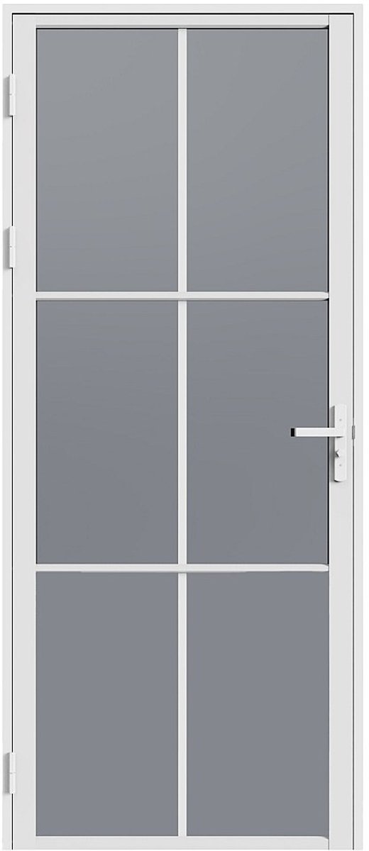 Vente-unique Omkeerbare deurblok in aluminium en getint gehard glas - H204 x B73 cm - Wit SEROTO