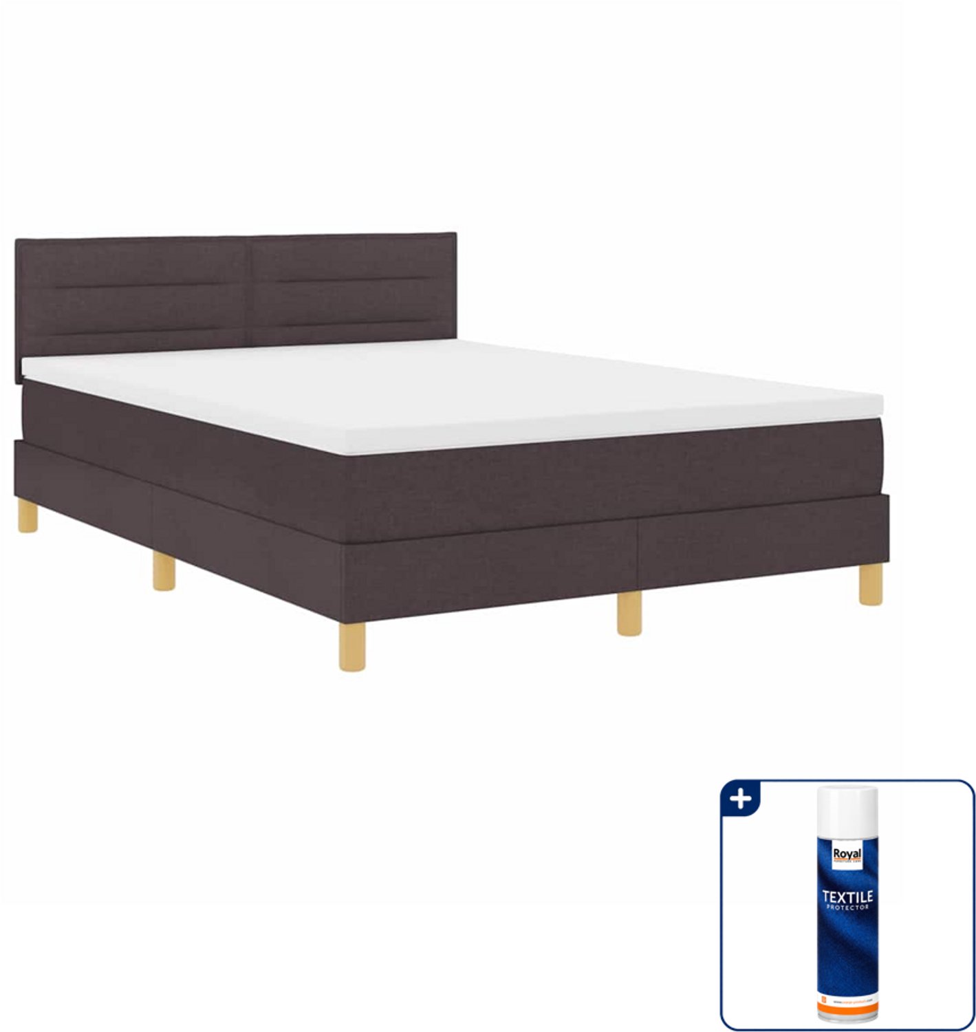 vidaXL LED boxspring - Queensize 160 x 200 cm - donkerbruin - Inclusief textielbeschermer 500 ml