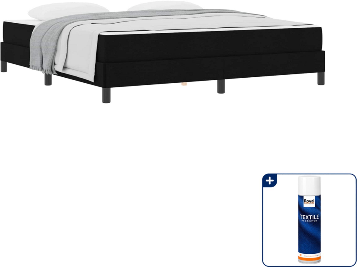 vidaXL Boxspringbed - Kingsize - 180 x 200 cm - zwart - Inclusief textielbeschermer 500 ml