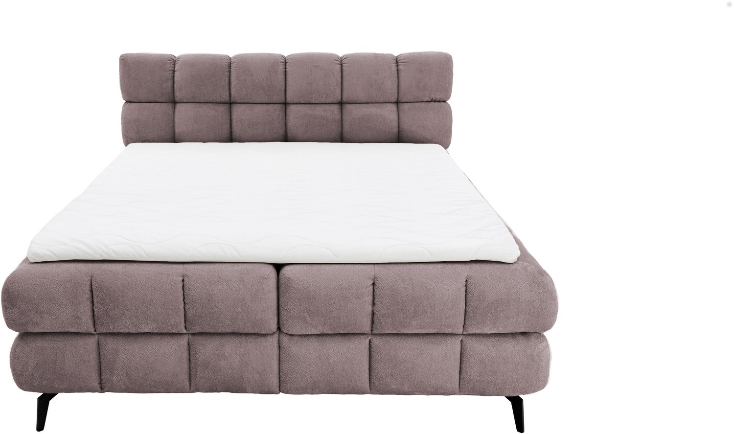 Homesy MERANO boxspring 140 x 200 cm, Roze, met topper en opbergruimte