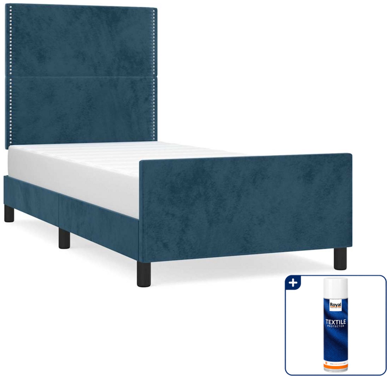 vidaXL bedframe - 100 x 200 cm - fluweel - donkerblauw - Inclusief textielbeschermer 500 ml