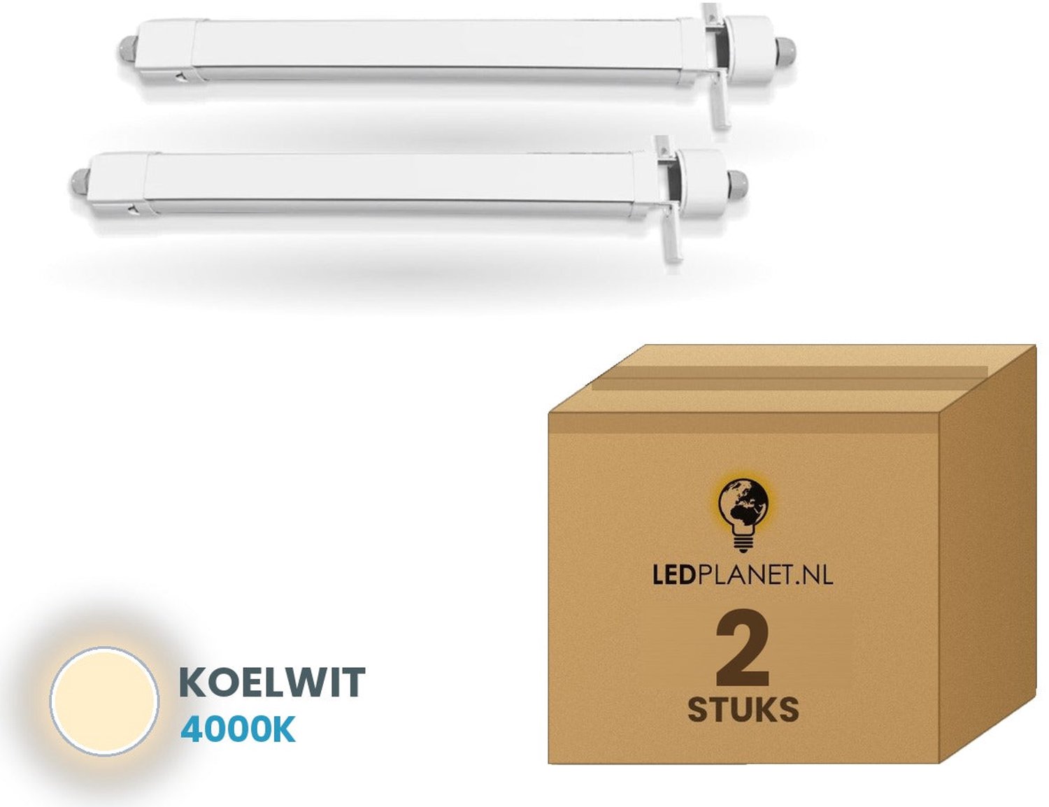 Tsong LED TL armatuur tri-proof 120 cm - 2 stuks - 36W - Koelwit 4000K - 5.400 lm - 150 lm/W - instelbaar 20-36W - koppelbaar - IP65 - IK08 - 230V