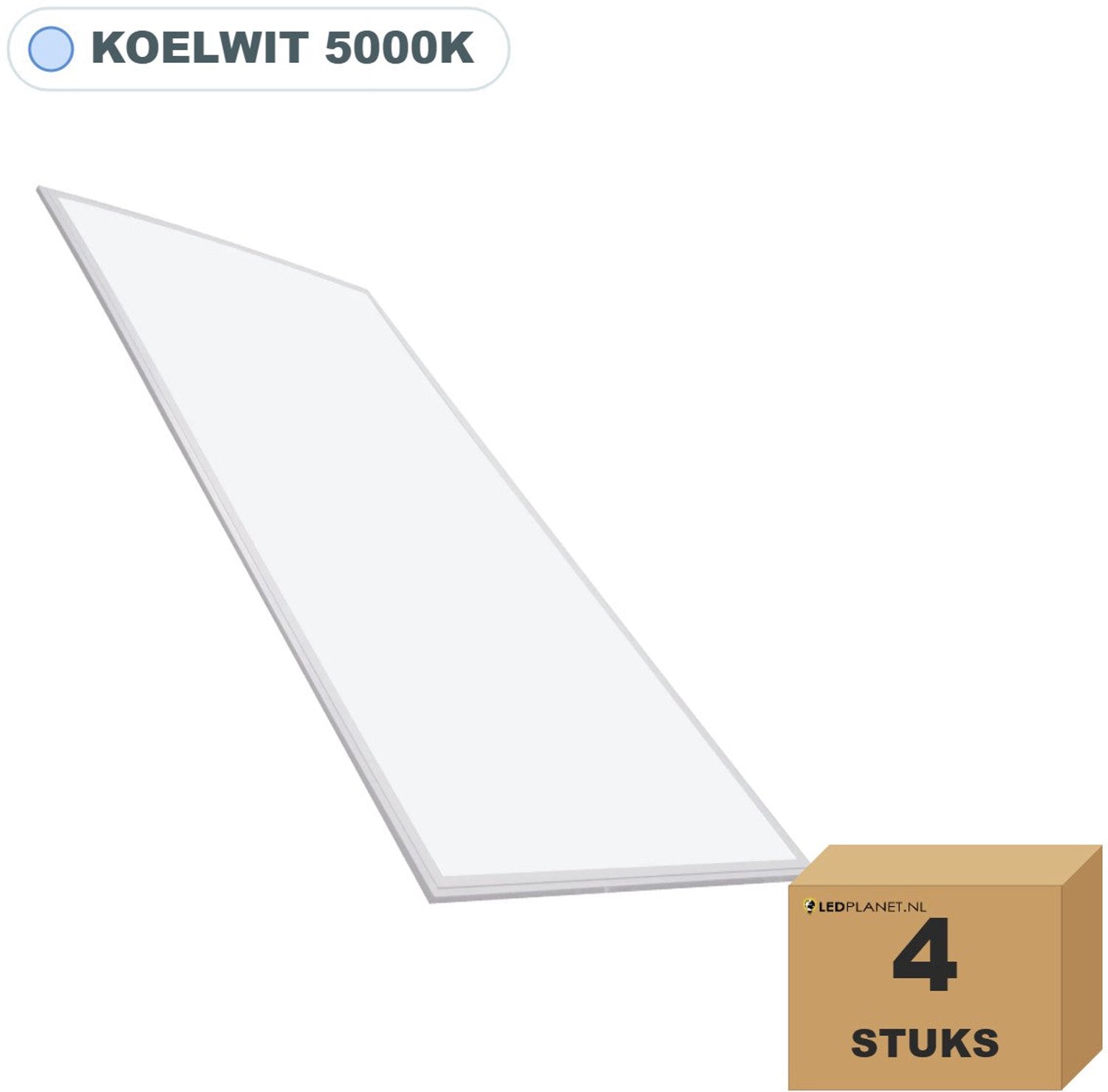 Tsong LED paneel 60x120 cm 11mm - 4 stuks - 60W - Koelwit 5000K - 7200 lm - UGR