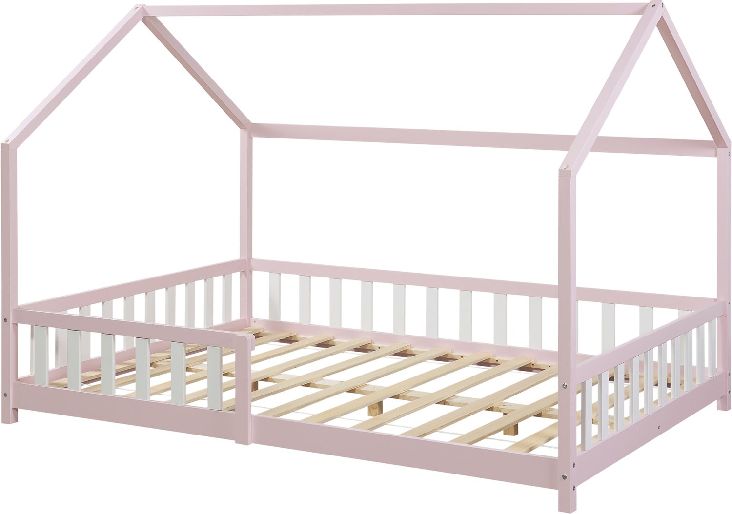 Kinderbed Hesel montessori bed met uitvalbeveiliging 120x200 cm roze [en.casa]