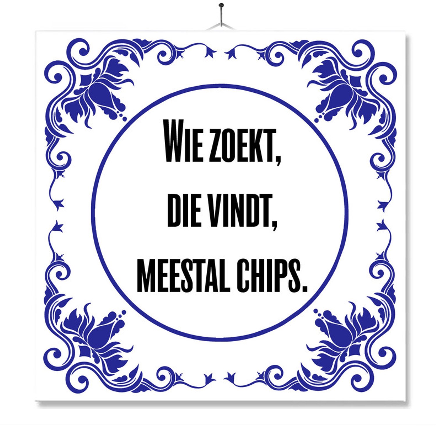 MC Living Tegel Met Opdruk | Wie Zoekt Die Vindt | Cadeau | Inclusief Geschenkdoos | Standaard | Ophangsysteem Multi-Color