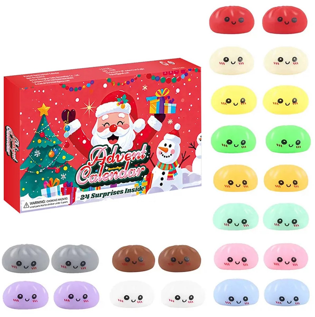Kerstmis Adventskalender - 24 Dagen Countdown - Squishy Blind Boxes - Verrassingskalender voor Kinderen en Volwassenen - 1 stuk