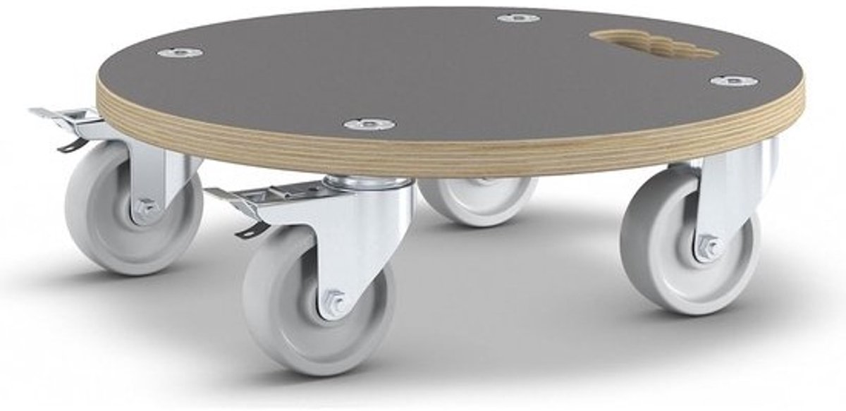 WAGNER MAXIGRIP plantentrolley - Ø 38 x 11 cm - Voor binnen en buiten, FSC-gecertificeerd hout, 2 remmen, draagvermogen 250 kg, Made in Germany - 20110701