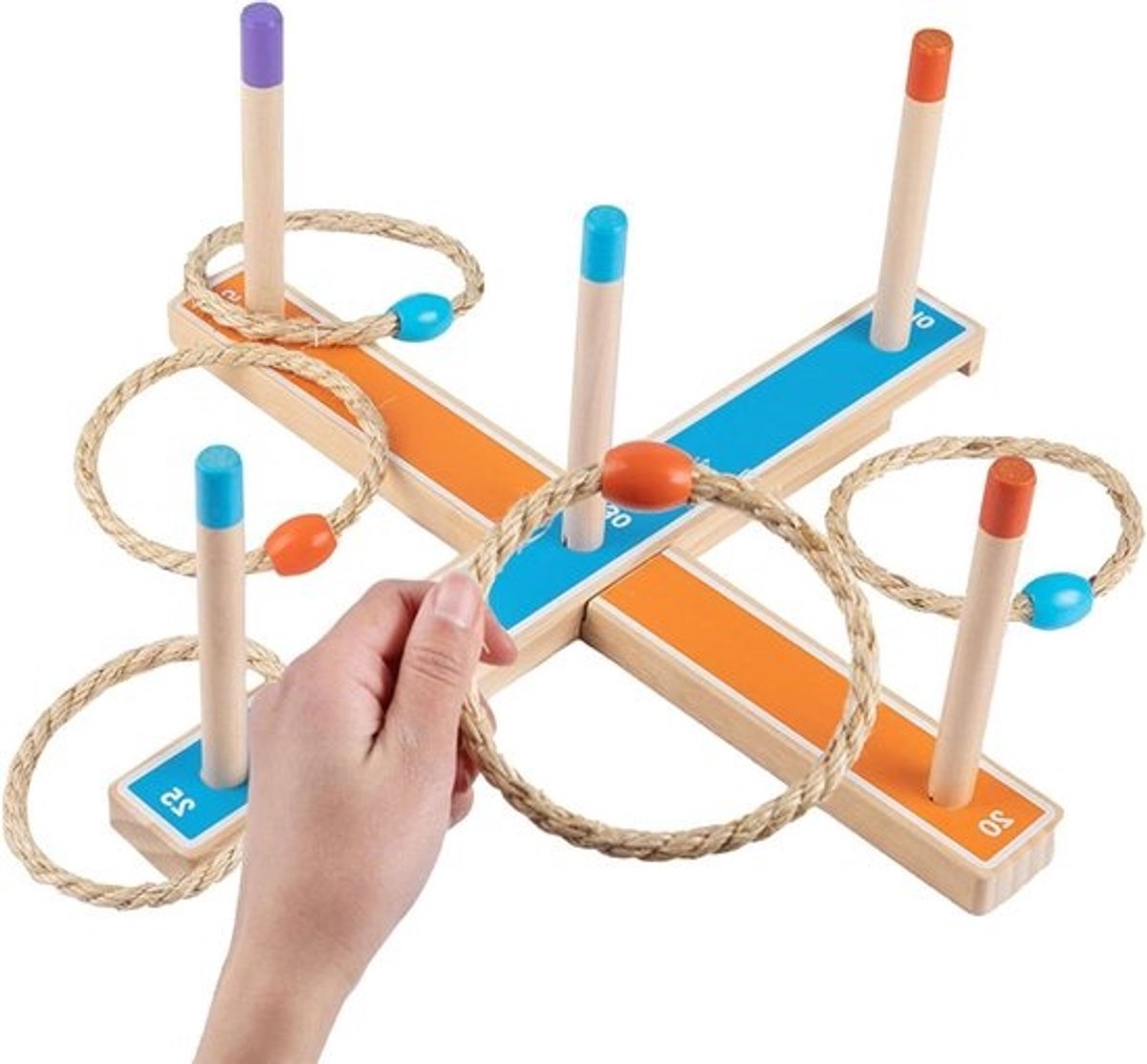 Houten ringwerpenset - Ringspel voor buiten - Feestelijke activiteit - Glad - massief hout - ca. 40 cm - Niet gespecificeerd