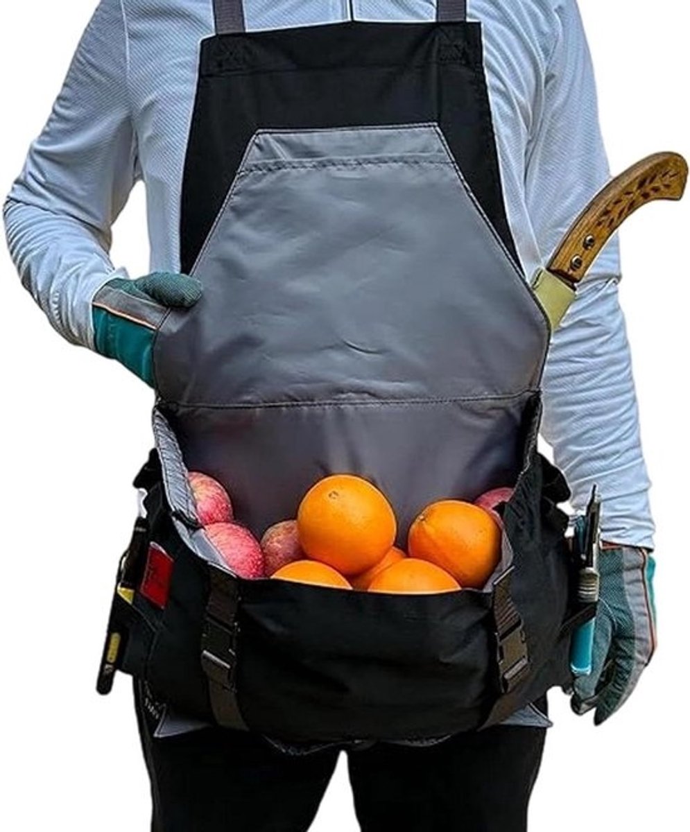 Tuinschort - Oogstzakschort - Voor het plukken van groenten - Verstelbare heupriem - 335 gram - Grijs