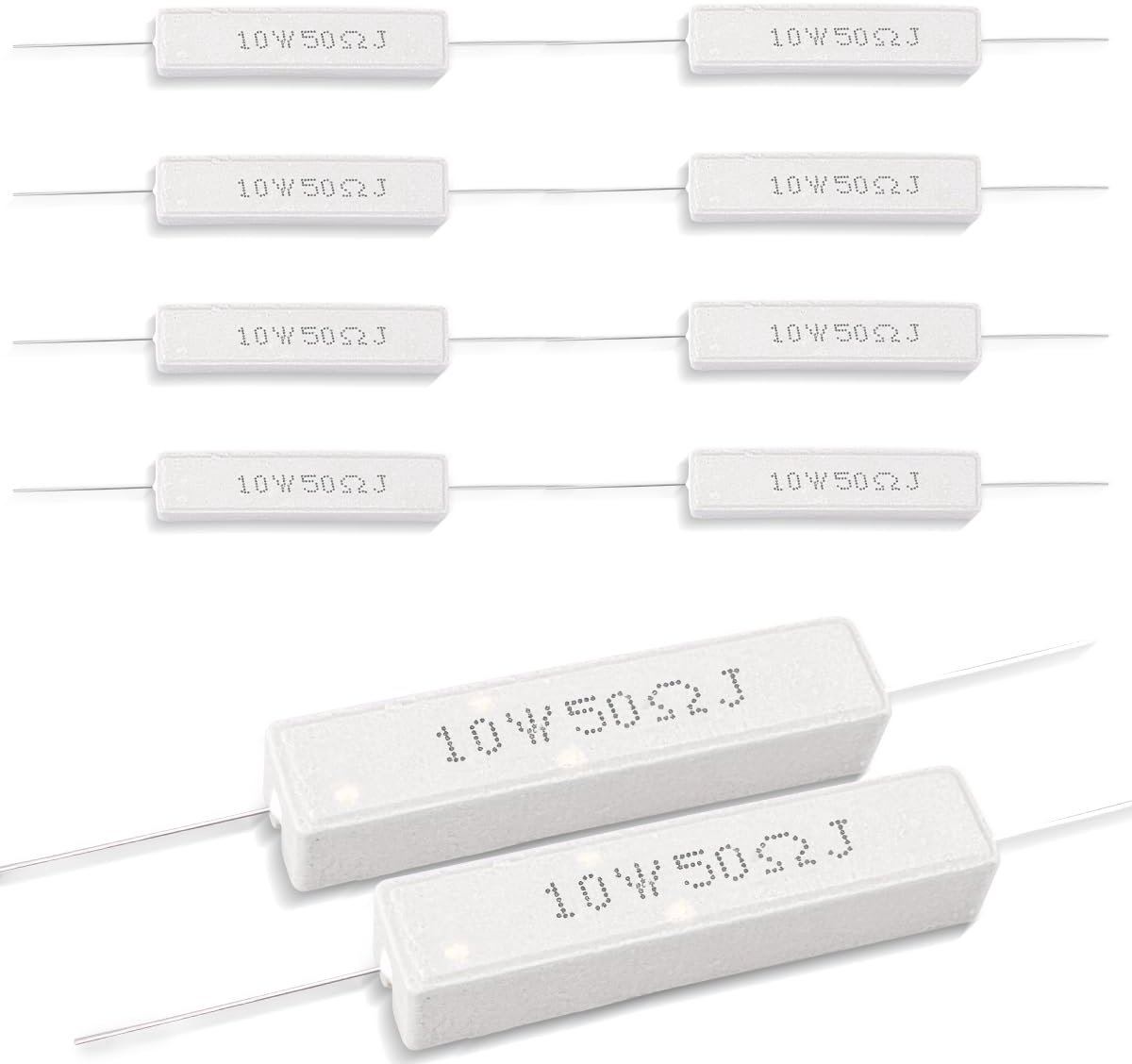 10 Pcs 10W 5% Tolerance 50 ohm Ceramic Cement Resistor For DIY Project And Experiments - ShopVlot