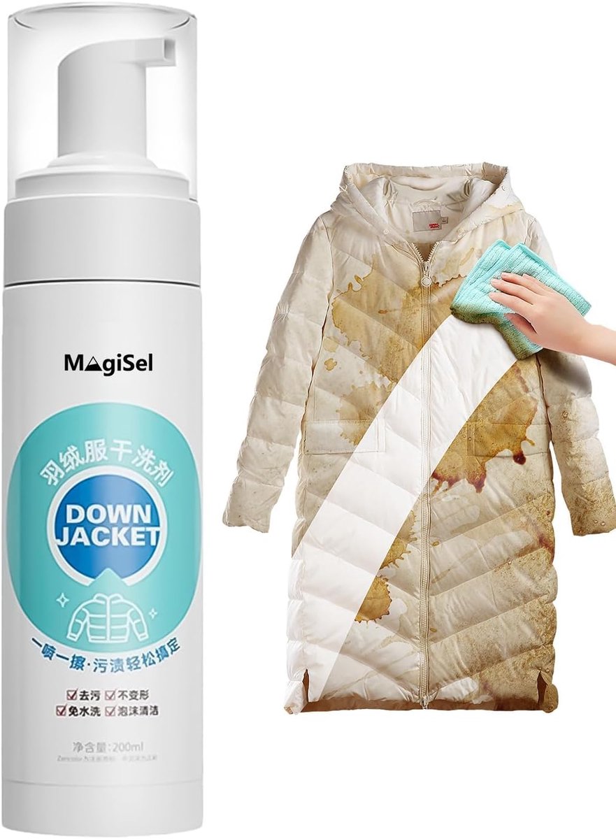 Vlekverwijderaar kleding, droogwasspray voor donsjack, 200 ml, voor het reinigen en impregneren van donskleding - ShopVlot
