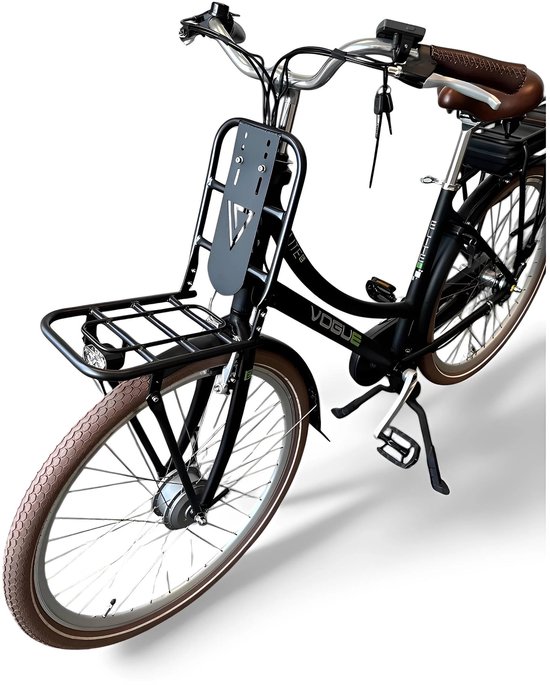Vogue Elite Elektrische Fiets 3 versnellingen 13Ah 50cm E-bike - Mat zwart met bruine accenten — afbeelding 5