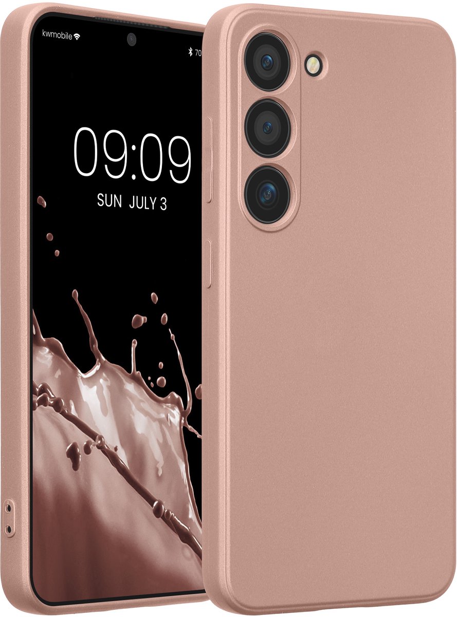kwmobile metallic telefoonhoesje van TPU - geschikt voor Samsung Galaxy S23 - Flexible case voor smartphone - In metallic roségoud